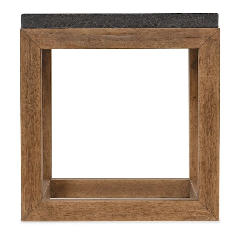 Bout de canapé carré en bois, naturel et charbon, vintage, 1 pièce