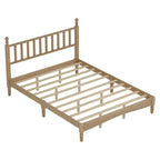 Lit plate-forme Queen avec tête de lit en forme de calebasse – Blanc / Noyer / Naturel, 1 personne