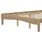 Lit plate-forme Queen avec tête de lit en forme de calebasse – Blanc / Noyer / Naturel, 1 personne