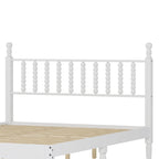 Lit plate-forme Queen avec tête de lit en forme de calebasse – Blanc / Noyer / Naturel, 1 personne