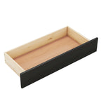 Lit plateforme de rangement Queen noir – Tête et pied de lit en rotin, 2 tiroirs