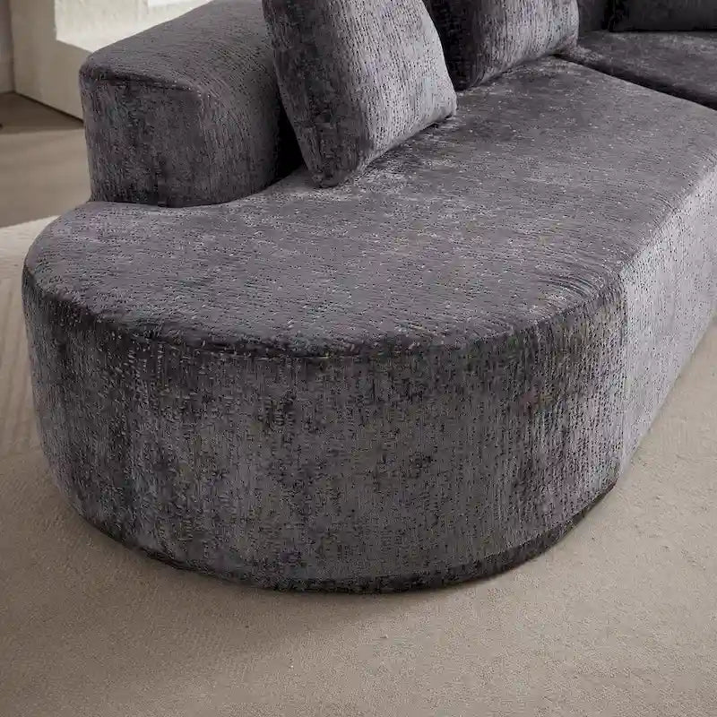 Canapé d'angle profond 114 Chenille avec 4 coussins