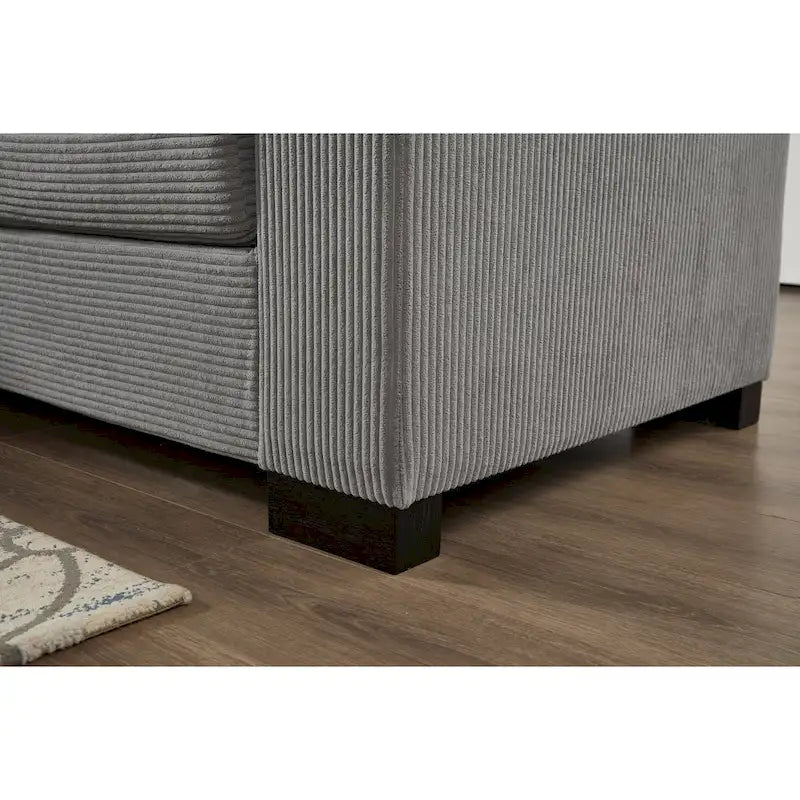 Canapé d'angle en velours côtelé vert / marron rougeâtre / beige / gris, méridienne réversible, 2 places