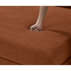 Canapé d'angle en velours côtelé vert / marron rougeâtre / beige / gris, méridienne réversible, 2 places