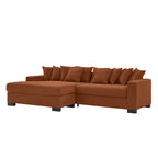 Canapé d'angle en velours côtelé vert / marron rougeâtre / beige / gris, méridienne réversible, 2 places