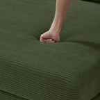 Canapé d'angle en velours côtelé vert / marron rougeâtre / beige / gris, méridienne réversible, 2 places