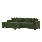Canapé d'angle en velours côtelé vert / marron rougeâtre / beige / gris, méridienne réversible, 2 places
