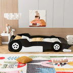 Lit plateforme complet en forme de voiture de course rouge/bleue/noire avec barrière de sécurité, pour 1 personne