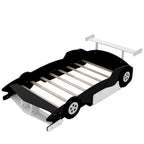 Lit plateforme complet en forme de voiture de course rouge/bleue/noire avec barrière de sécurité, pour 1 personne