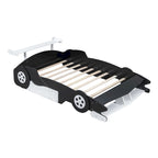 Lit plateforme complet en forme de voiture de course rouge/bleue/noire avec barrière de sécurité, pour 1 personne