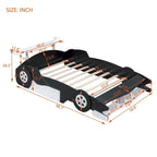 Lit plateforme complet en forme de voiture de course rouge/bleue/noire avec barrière de sécurité, pour 1 personne