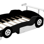 Lit plateforme complet en forme de voiture de course rouge/bleue/noire avec barrière de sécurité, pour 1 personne
