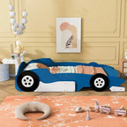 Lit plateforme complet en forme de voiture de course rouge/bleue/noire avec barrière de sécurité, pour 1 personne