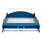 Lit plateforme complet en forme de voiture de course rouge/bleue/noire avec barrière de sécurité, pour 1 personne