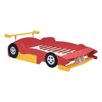 Lit plateforme complet en forme de voiture de course rouge/bleue/noire avec barrière de sécurité, pour 1 personne