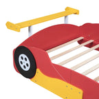 Lit plateforme complet en forme de voiture de course rouge/bleue/noire avec barrière de sécurité, pour 1 personne