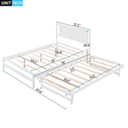 Lit plateforme blanc, grand lit (Full) + lit jumeau (Twin) avec tiroir-lit réglable, 2 couchages