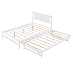 Lit plateforme blanc, grand lit (Full) + lit jumeau (Twin) avec tiroir-lit réglable, 2 couchages
