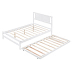 Lit plateforme blanc, grand lit (Full) + lit jumeau (Twin) avec tiroir-lit réglable, 2 couchages