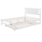 Lit plateforme blanc, grand lit (Full) + lit jumeau (Twin) avec tiroir-lit réglable, 2 couchages