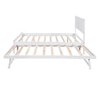 Lit plateforme blanc, grand lit (Full) + lit jumeau (Twin) avec tiroir-lit réglable, 2 couchages