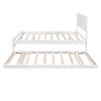 Lit plateforme blanc, grand lit (Full) + lit jumeau (Twin) avec tiroir-lit réglable, 2 couchages