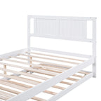 Lit plateforme blanc, grand lit (Full) + lit jumeau (Twin) avec tiroir-lit réglable, 2 couchages