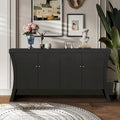 Buffet bas moderne 4 portes noir/bleu marine/blanc, 150 cm de large