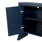 Buffet bas moderne 4 portes noir/bleu marine/blanc, 150 cm de large