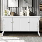 Buffet bas moderne 4 portes noir/bleu marine/blanc, 150 cm de large