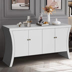 Buffet bas moderne 4 portes noir/bleu marine/blanc, 150 cm de large