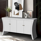 Buffet bas moderne 4 portes noir/bleu marine/blanc, 150 cm de large