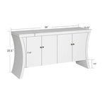 Buffet bas moderne 4 portes noir/bleu marine/blanc, 150 cm de large