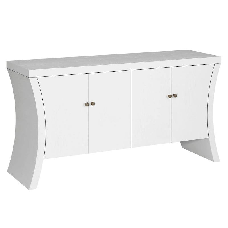 Buffet bas moderne 4 portes noir/bleu marine/blanc, 150 cm de large