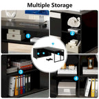 Bureau d'angle avec armoire et étagères, poste de travail double