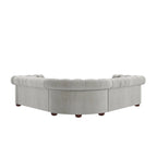 Canapé d'angle Chesterfield en L, en lin / velours / cuir reconstitué, 5 places