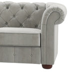 Canapé d'angle Chesterfield en L, en lin / velours / cuir reconstitué, 5 places