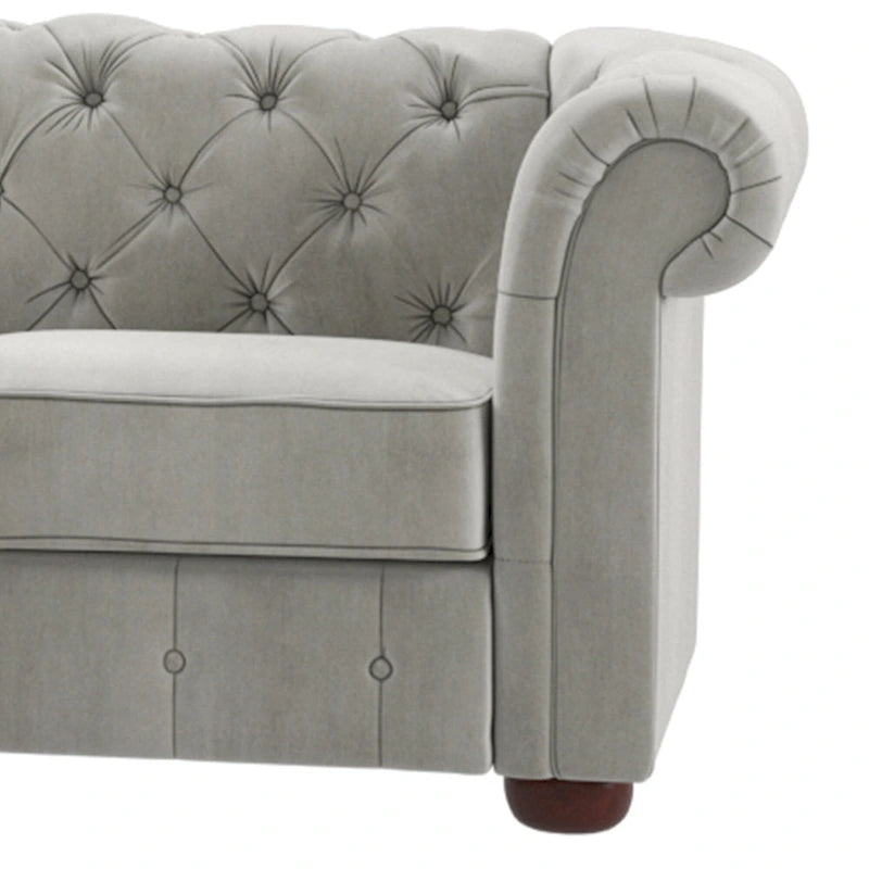 Canapé d'angle Chesterfield en L, en lin / velours / cuir reconstitué, 5 places