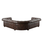 Canapé d'angle Chesterfield en L, en lin / velours / cuir reconstitué, 5 places