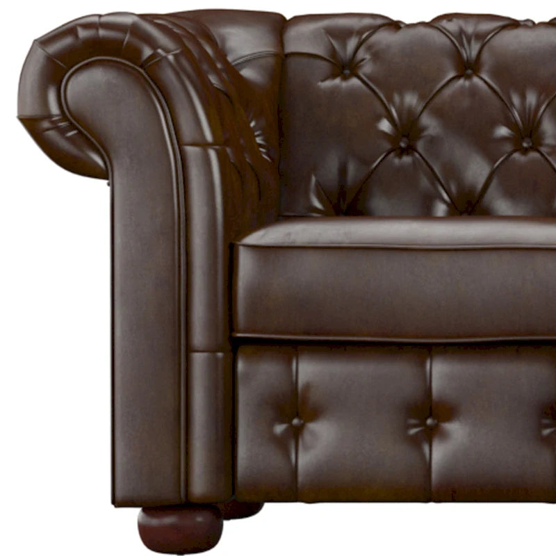 Canapé d'angle Chesterfield en L, en lin / velours / cuir reconstitué, 5 places