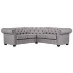 Canapé d'angle Chesterfield en L, en lin / velours / cuir reconstitué, 5 places