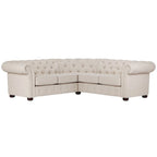 Canapé d'angle Chesterfield en L, en lin / velours / cuir reconstitué, 5 places