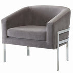 Fauteuil d'appoint cylindrique en velours noir/blanc/gris, une place, pieds chromés