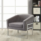 Fauteuil d'appoint cylindrique en velours noir/blanc/gris, une place, pieds chromés