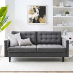 Canapé 3 places capitonné en velours gris