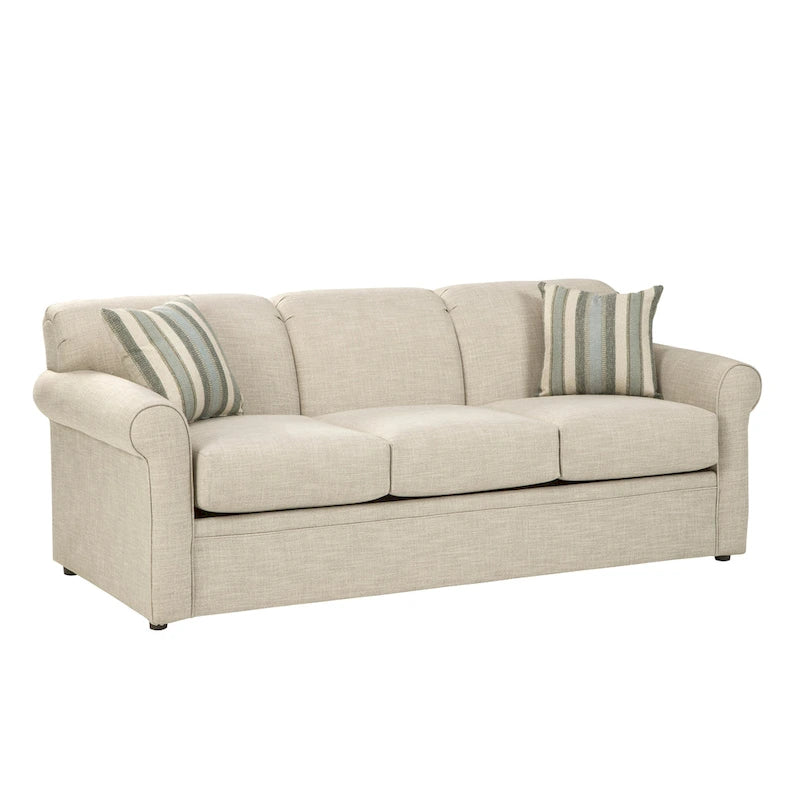 Canapé-lit en tissu polyester ivoire avec matelas en mousse à mémoire de forme gel – Lit simple/double/grand