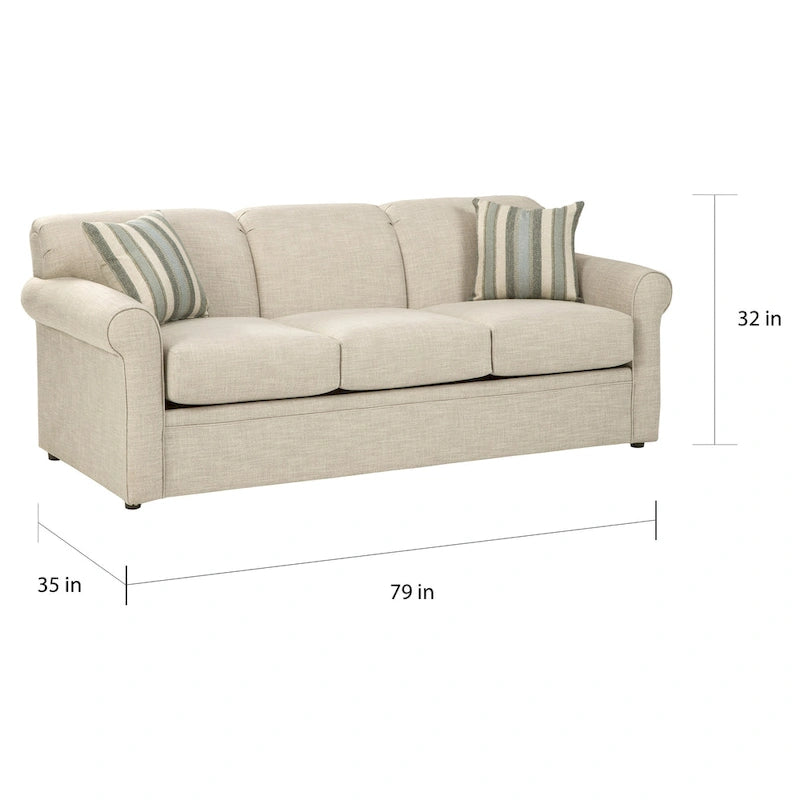 Canapé-lit en tissu polyester ivoire avec matelas en mousse à mémoire de forme gel – Lit simple/double/grand