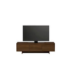 Meuble TV 60" avec tiroir et rangement, beige/noyer, style scandinave, convient aux TV jusqu'à 66"