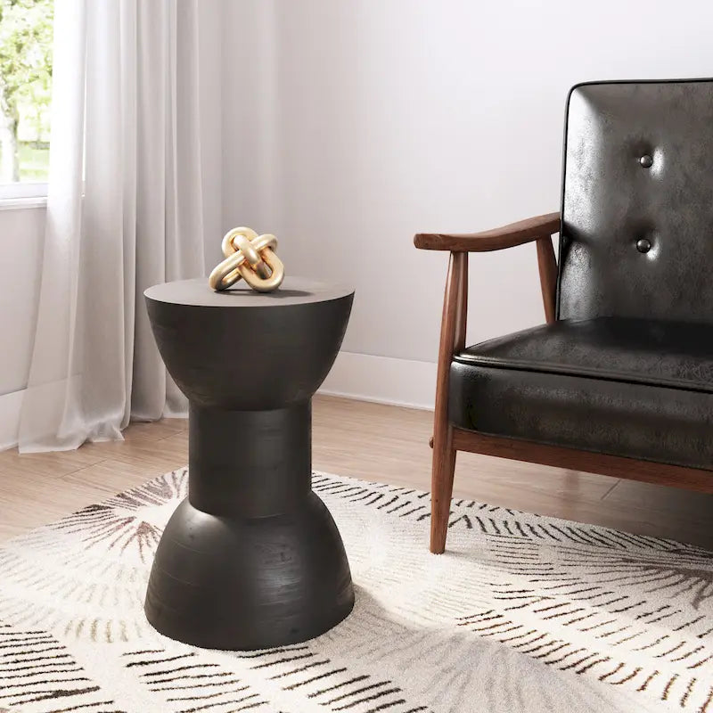 Tabouret / Table d'appoint en manguier noir – 1 personne