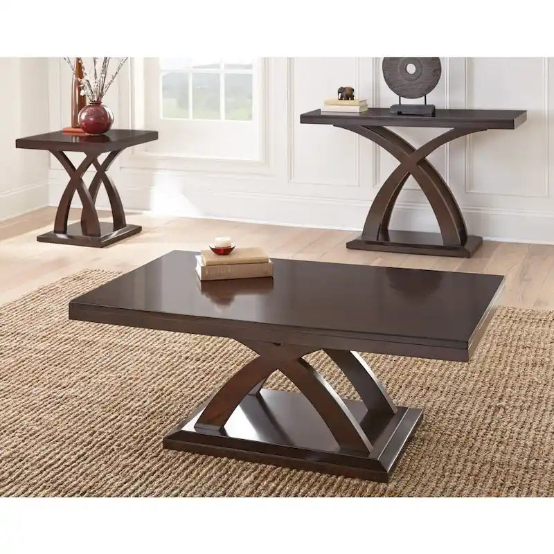 Console en espresso, style pied central en X